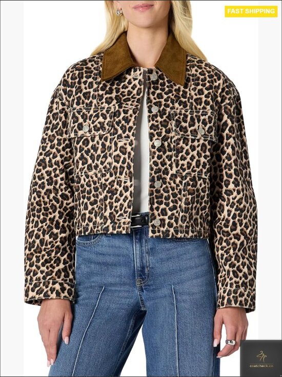 Jackets & Blazers - Oversized Cropped Denim Jacket Contrast Corduroy Collar Y2K Vintage Inspired